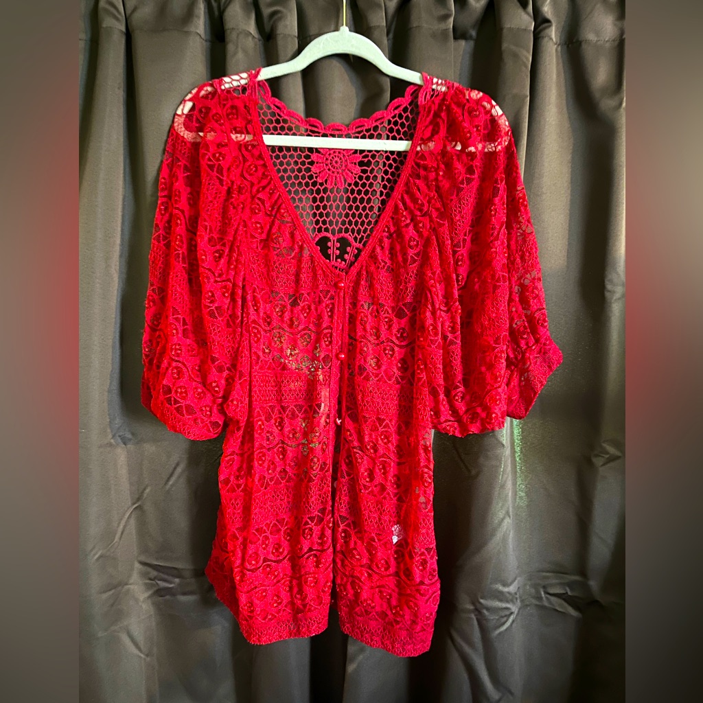 Ladies Ms Bella D Blouse, Size Large, Dark Red,Pre-Loved Still More Love To Give